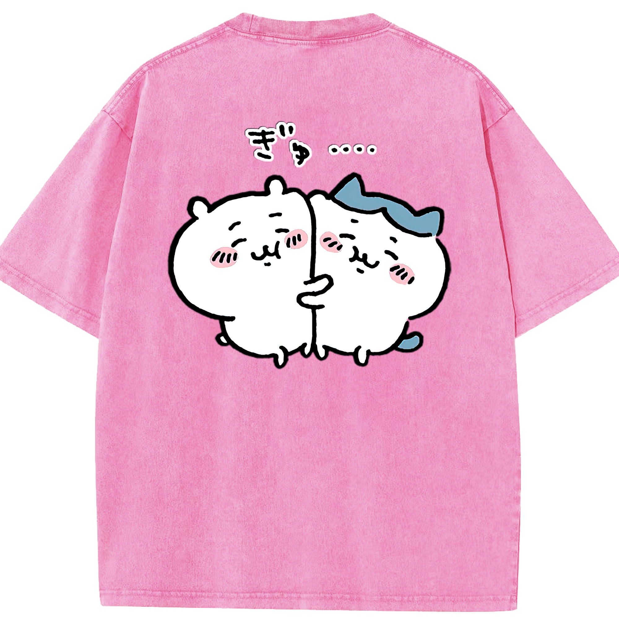 （画像用） ちいかわ ハチワレ Chii-kawa hachiware 綿100% ヴィンテージ風 半袖Tシャツ（背面プリント）